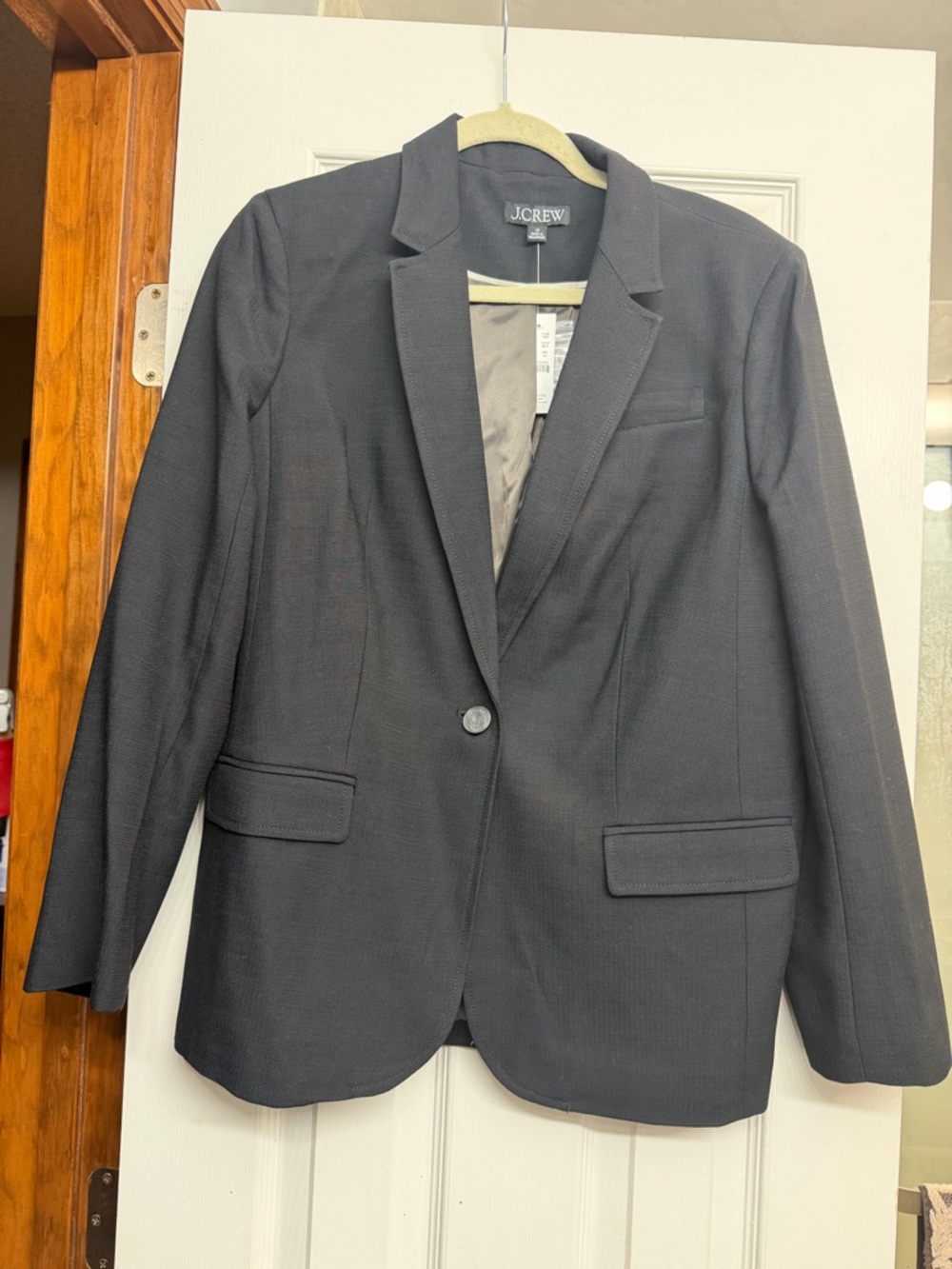 J. Crew Women's Black Arden Single-Button Blazer- Luster Canvas